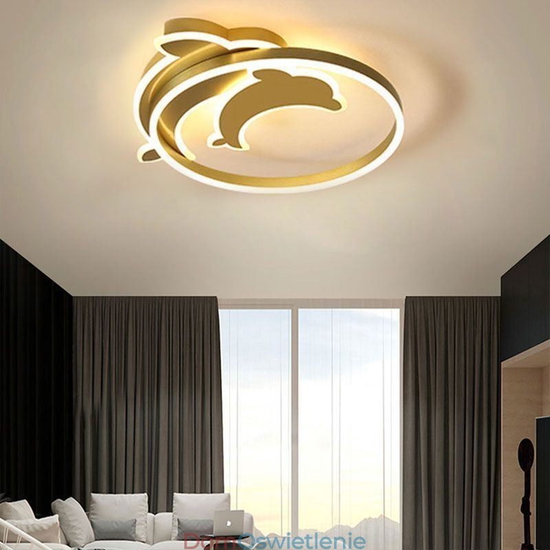 Złota lampa sufitowa Dolphin Flush Mount