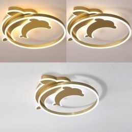 Złota lampa sufitowa Dolphin Flush Mount