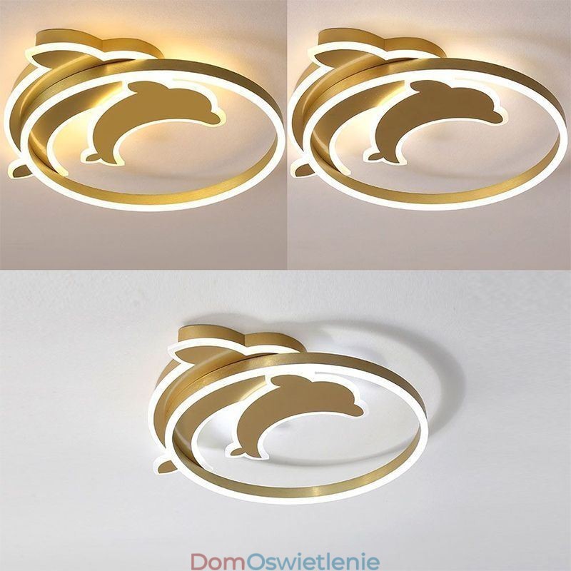 Złota lampa sufitowa Dolphin Flush Mount