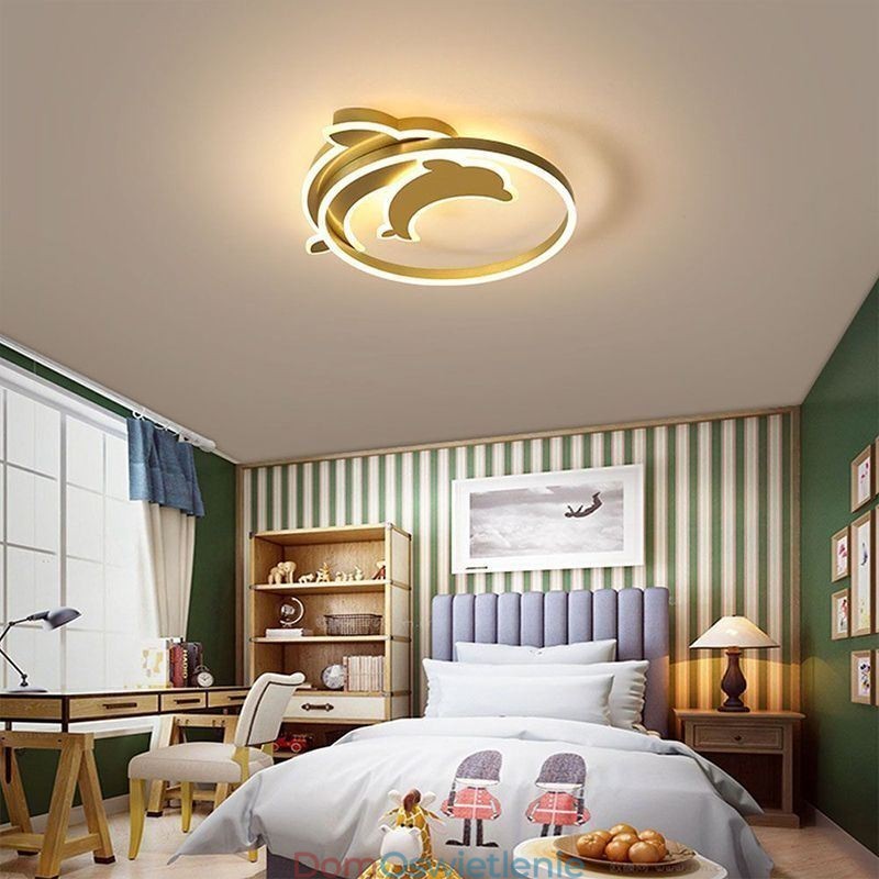 Złota lampa sufitowa Dolphin Flush Mount