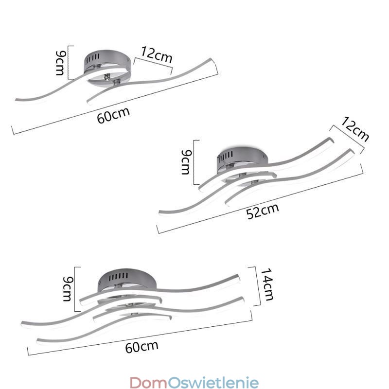 Nowoczesna prosta lampa sufitowa w kształcie fali z akrylu montowana na płasko