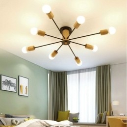 Nowoczesny żyrandol z drewnianymi gałęziami Magic Beans Flush Mount