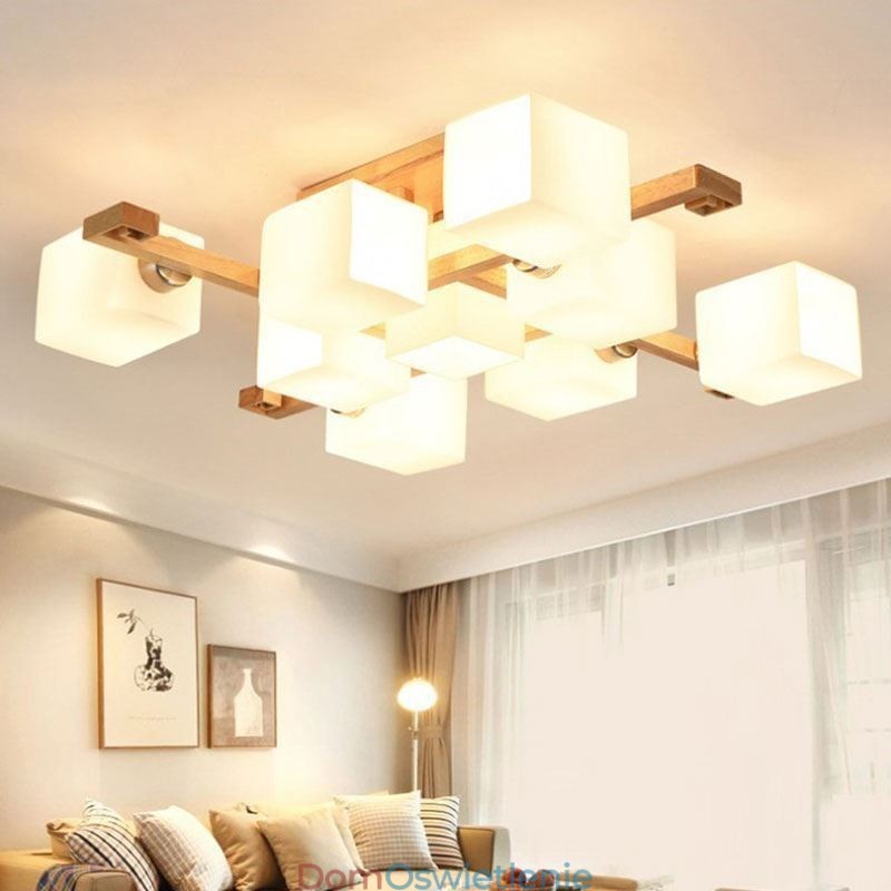 Nordic Flush Mount Lampa sufitowa Kreatywne ciepłe światło z litego drewna