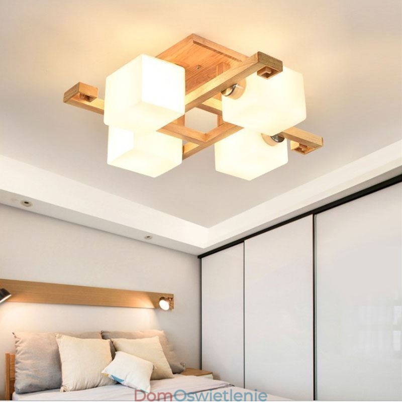 Nordic Flush Mount Lampa sufitowa Kreatywne ciepłe światło z litego drewna