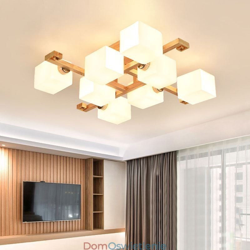 Nordic Flush Mount Lampa sufitowa Kreatywne ciepłe światło z litego drewna