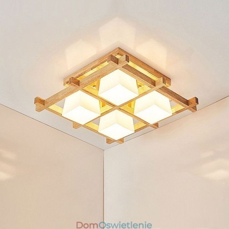Nordic Square Grid Flush Mount Sufitowa lampa z drewna kauczukowego Nordic Square Grid Flush Mount Sufitowa lampa z drewna kauczukowego