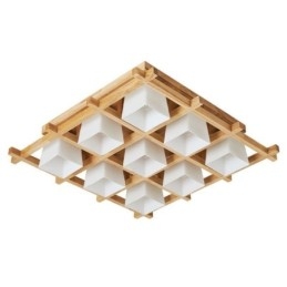 Nordic Square Grid Flush Mount Sufitowa lampa z drewna kauczukowego