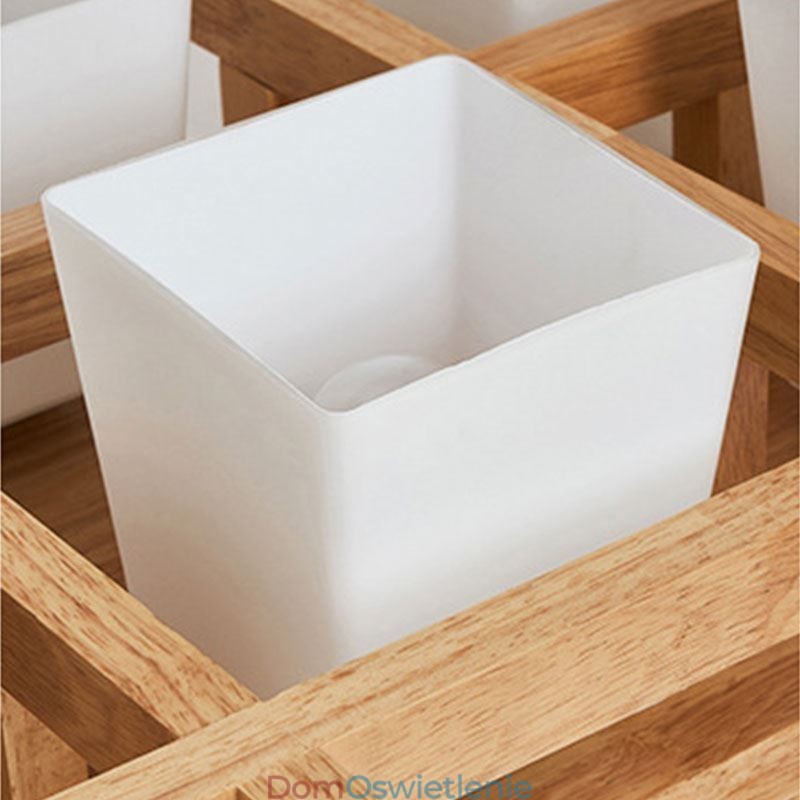 Nordic Square Grid Flush Mount Sufitowa lampa z drewna kauczukowego