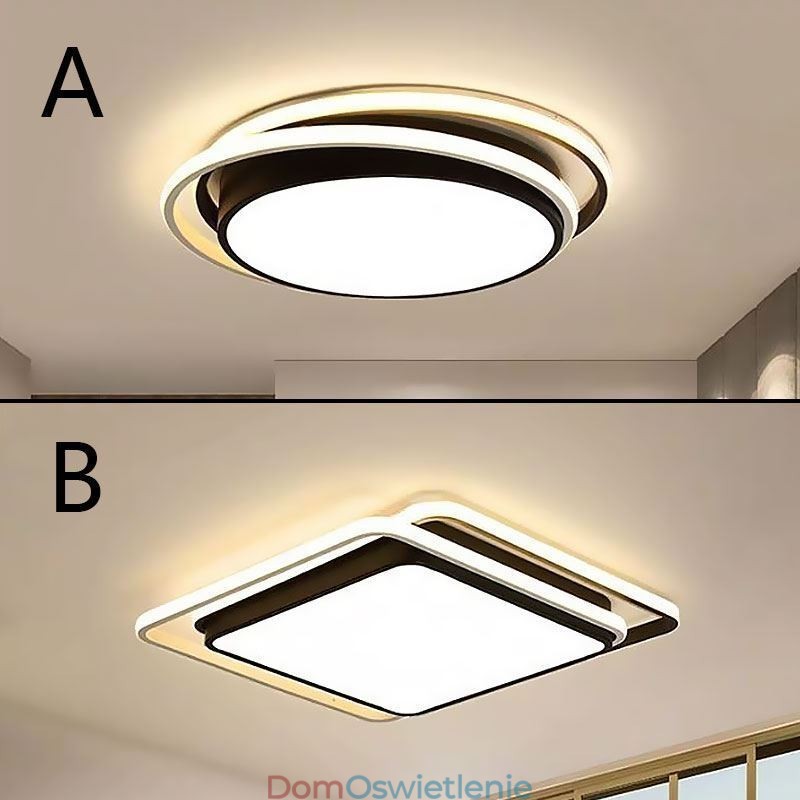 Nowoczesna prosta lampa sufitowa geometryczna wpuszczana w sufit kwadratowa rama lampy