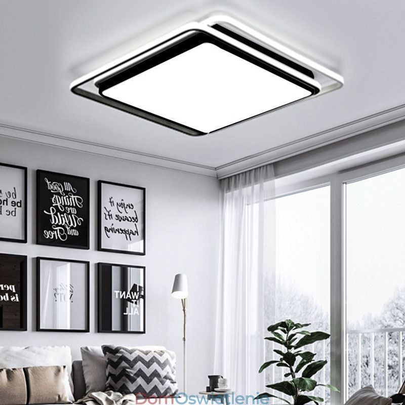 Nowoczesna prosta lampa sufitowa geometryczna wpuszczana w sufit kwadratowa rama lampy