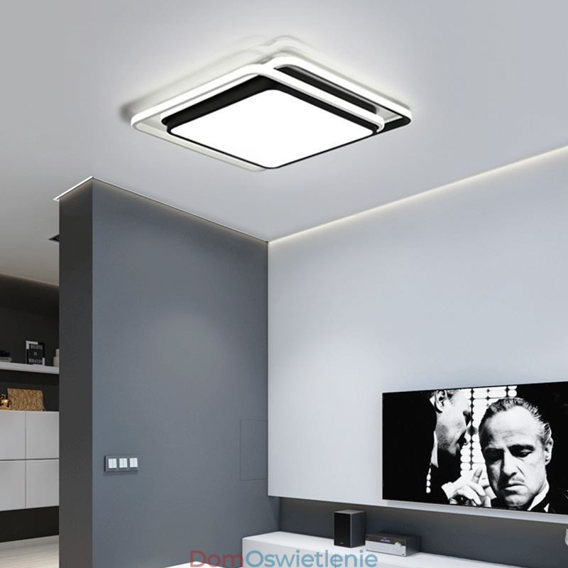 Nowoczesna prosta lampa sufitowa geometryczna wpuszczana w sufit kwadratowa rama lampy