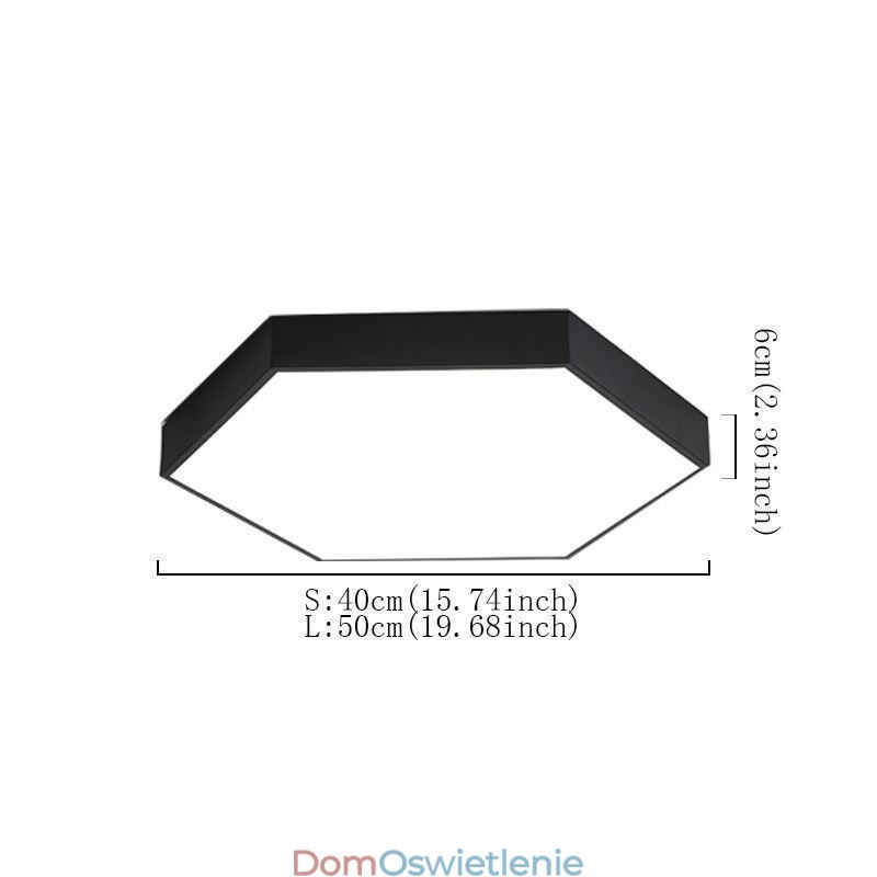 Współczesna prosta lampa sufitowa sześciokątna montowana na płasko