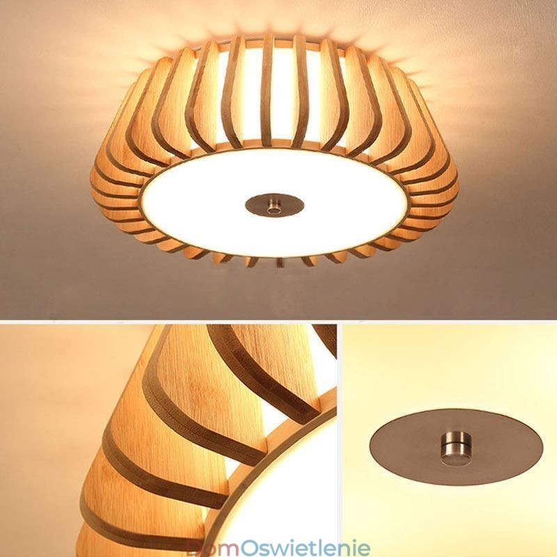 Nordic Round Flush Mount Creative Bamboo Sufitowe Oświetlenie