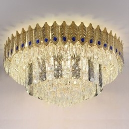Kryształowa lampa sufitowa okrągła galwanizowana Phoenix Tail Gold Luxury dekoracyjna
