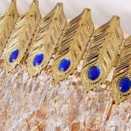 Kryształowa lampa sufitowa okrągła galwanizowana Phoenix Tail Gold Luxury dekoracyjna
