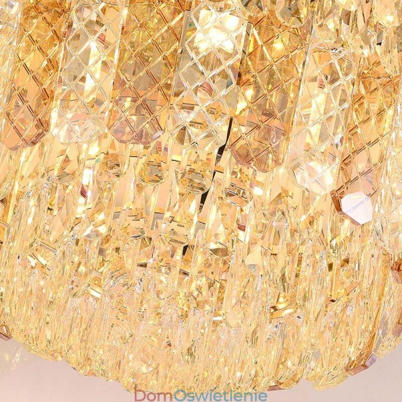 Kryształowa lampa sufitowa okrągła galwanizowana Phoenix Tail Gold Luxury dekoracyjna