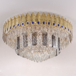 Kryształowa lampa sufitowa okrągła galwanizowana Phoenix Tail Gold Luxury dekoracyjna