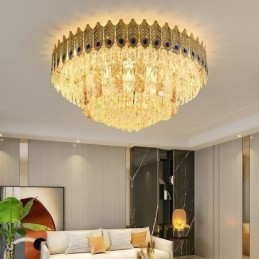 Kryształowa lampa sufitowa okrągła galwanizowana Phoenix Tail Gold Luxury dekoracyjna