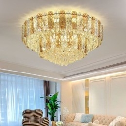 Kryształowa lampa sufitowa podwójna, okrągła, luksusowa, dekoracyjna, 80 cm