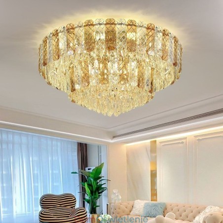 Kryształowa lampa sufitowa podwójna, okrągła, luksusowa, dekoracyjna, 80 cm Kryształowa lampa sufitowa podwójna, okrągła, luksusowa, dekoracyjna, 80 cm
