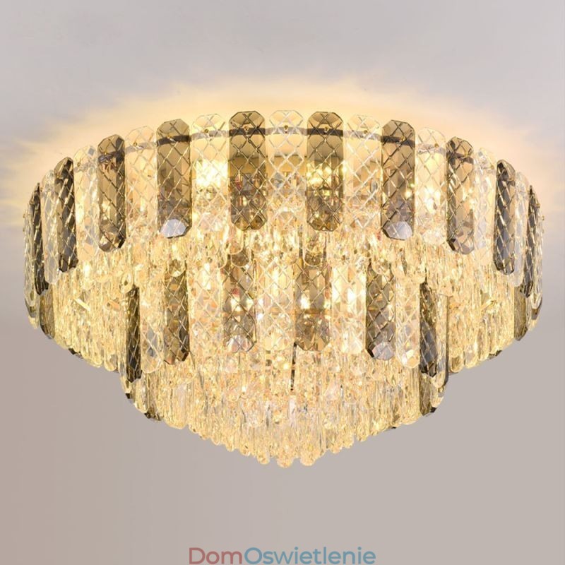 Kryształowa lampa sufitowa podwójna, okrągła, luksusowa, dekoracyjna, 80 cm