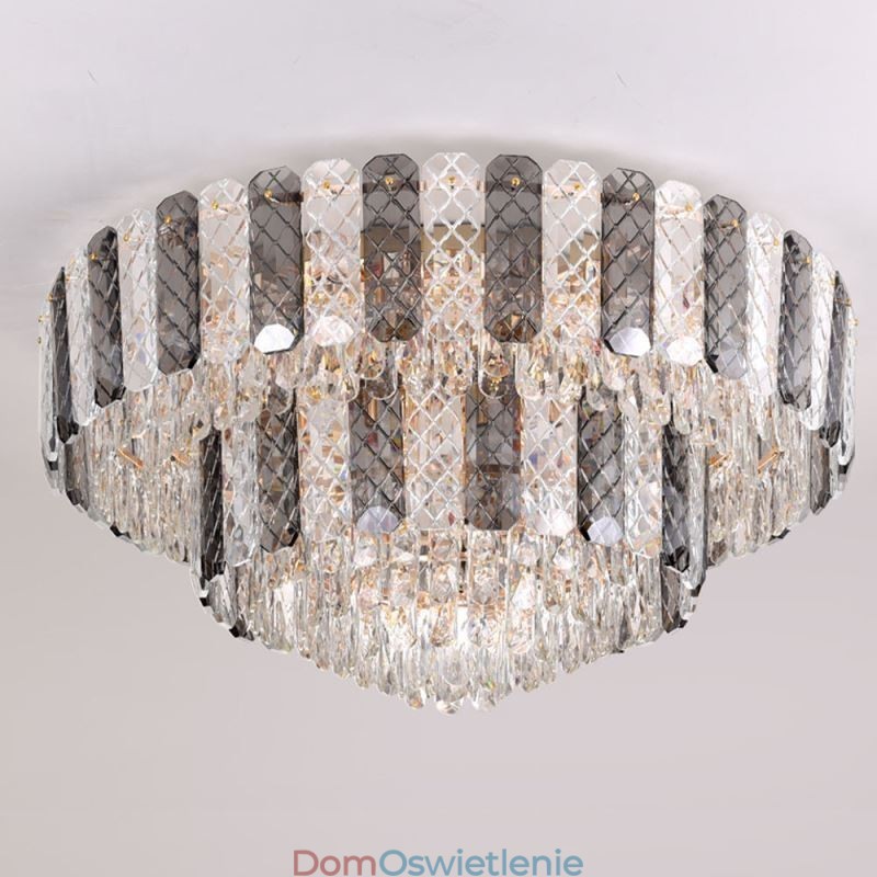 Kryształowa lampa sufitowa podwójna, okrągła, luksusowa, dekoracyjna, 80 cm