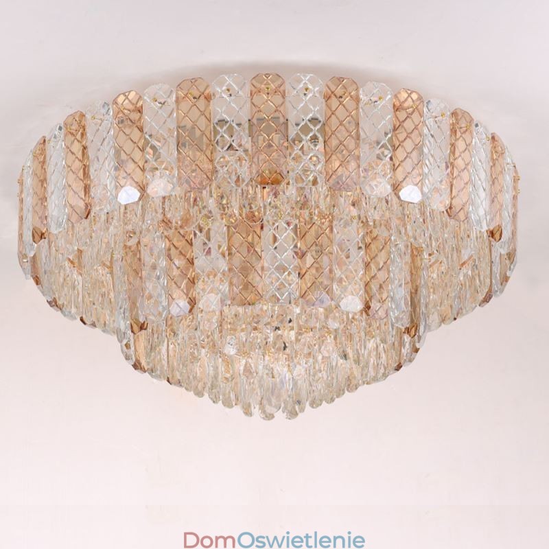 Kryształowa lampa sufitowa podwójna, okrągła, luksusowa, dekoracyjna, 80 cm