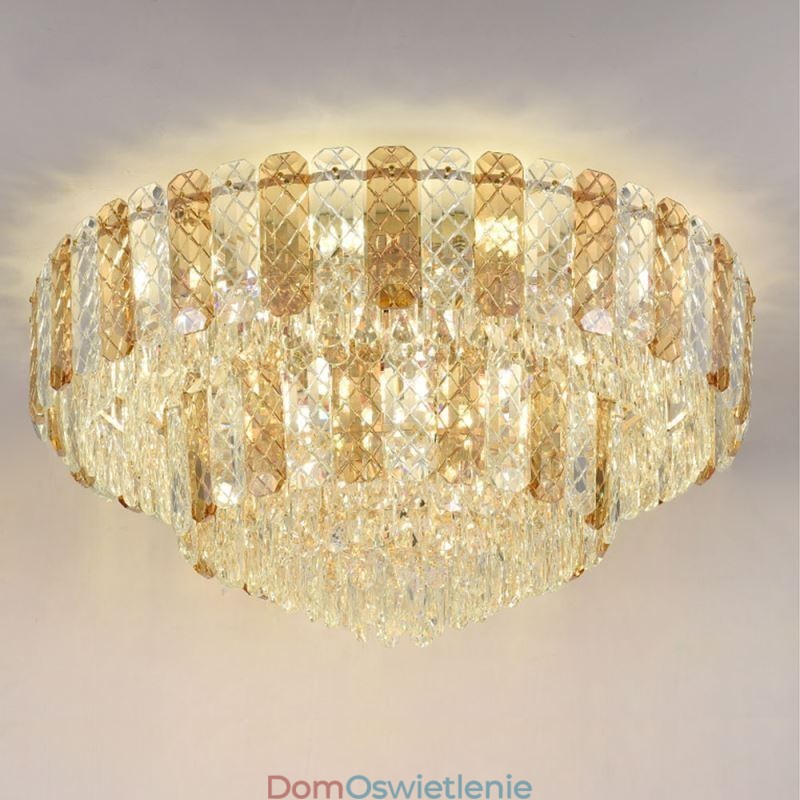 Kryształowa lampa sufitowa podwójna, okrągła, luksusowa, dekoracyjna, 80 cm