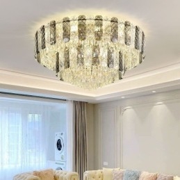 Kryształowa lampa sufitowa podwójna, okrągła, luksusowa, dekoracyjna, 80 cm