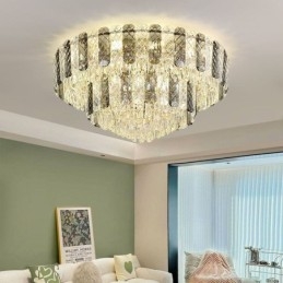 Kryształowa lampa sufitowa podwójna, okrągła, luksusowa, dekoracyjna, 80 cm