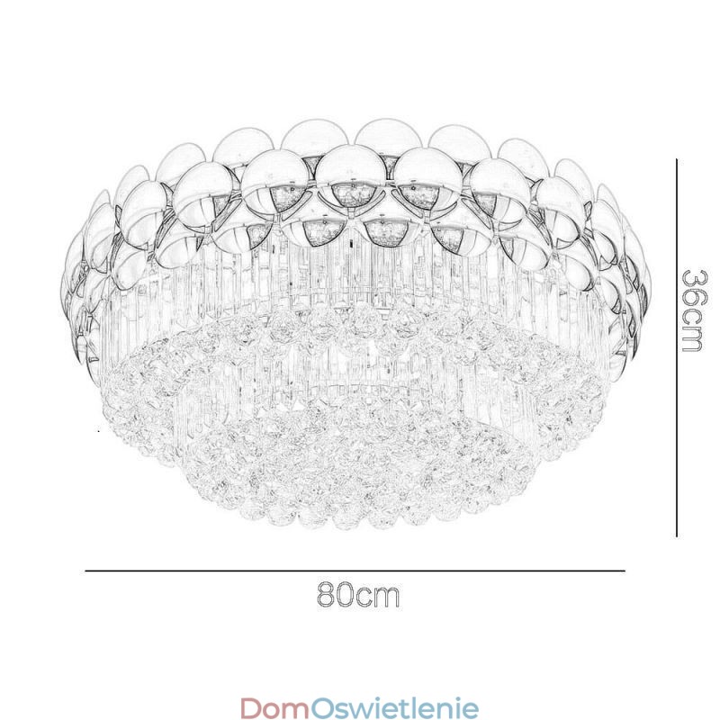 Kryształowa lampa sufitowa okrągła galwanizowana w kolorze złota luksusowa dekoracyjna 80 cm