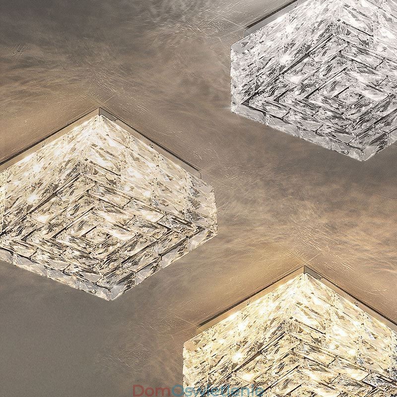 Kryształowa lampa sufitowa, montaż na płasko, trzy kolory, ściemnialna