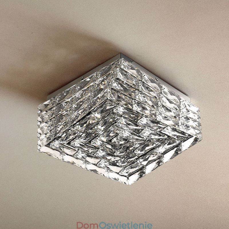 Kryształowa lampa sufitowa, montaż na płasko, trzy kolory, ściemnialna
