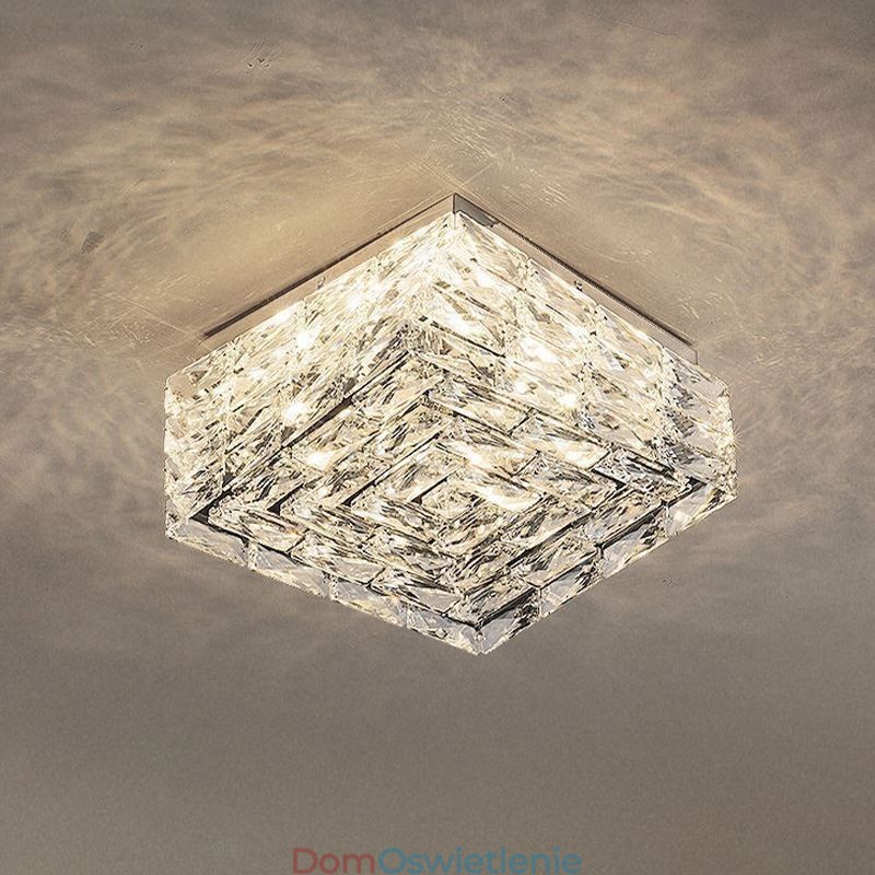 Kryształowa lampa sufitowa, montaż na płasko, trzy kolory, ściemnialna