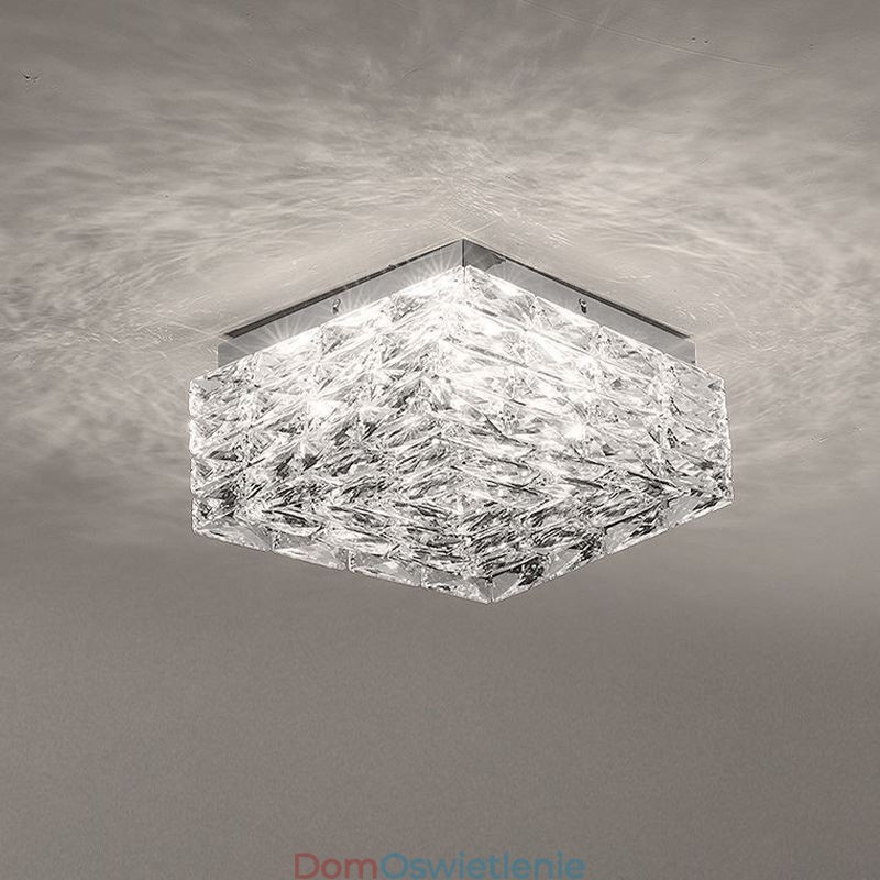 Kryształowa lampa sufitowa, montaż na płasko, trzy kolory, ściemnialna