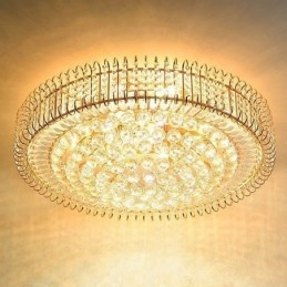 Europejski styl, lampa sufitowa okrągła kryształowa, montaż na płasko