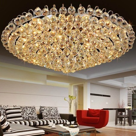 Europejski styl kryształowy okrągły kształt lampy sufitowej montowany na płasko Europejski styl kryształowy okrągły kształt lampy sufitowej montowany na płasko