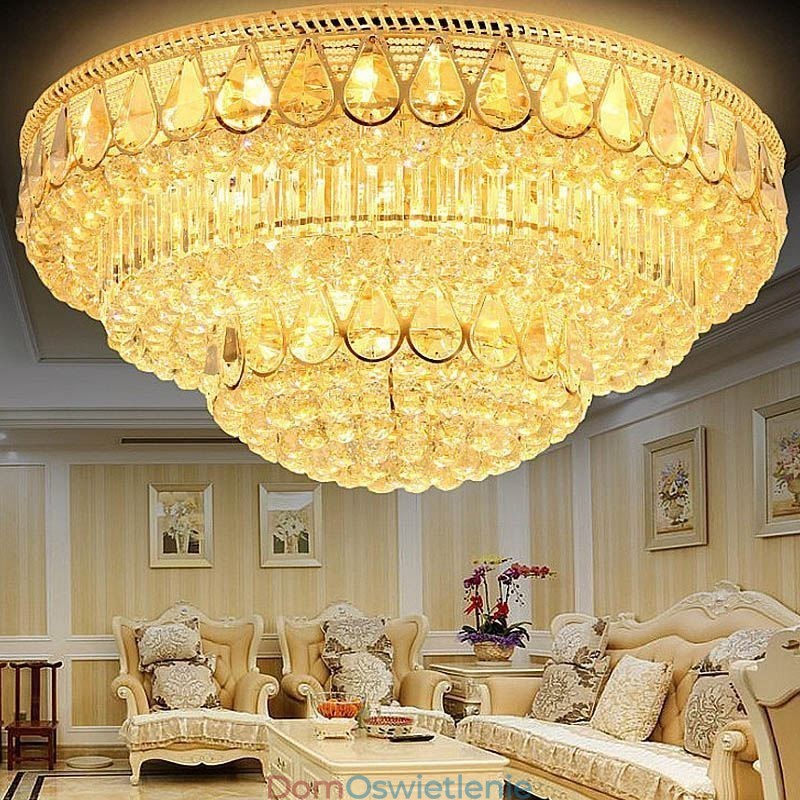 Luksusowa lampa sufitowa kryształowa okrągła do montażu na płasko