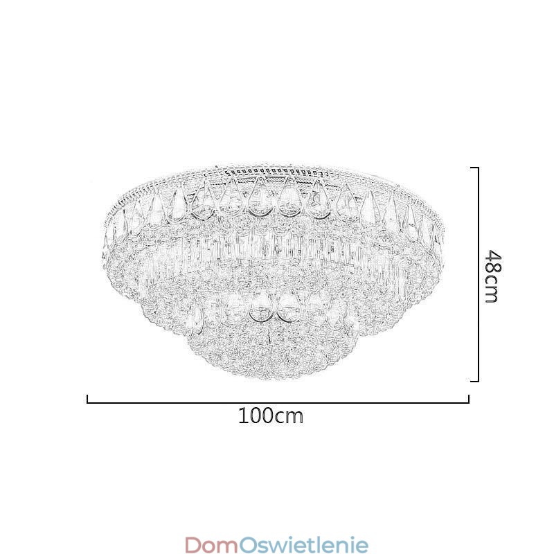 Luksusowa lampa sufitowa kryształowa okrągła do montażu na płasko