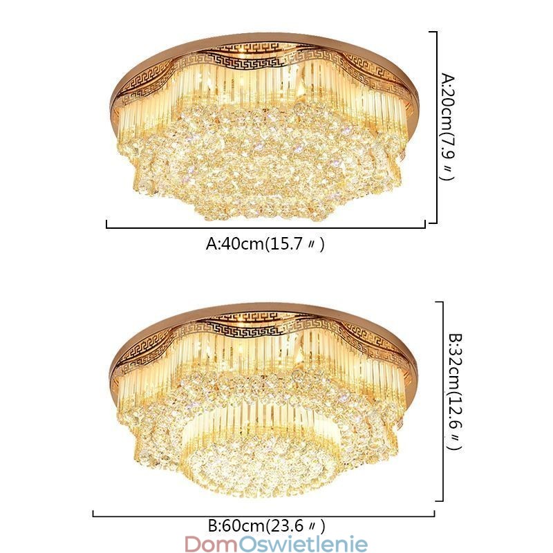 Współczesna lampa sufitowa kryształowa do montażu na płasko, luksusowe okrągłe oświetlenie