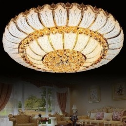 Współczesna prosta lampa sufitowa kryształowa okrągła montowana na płasko