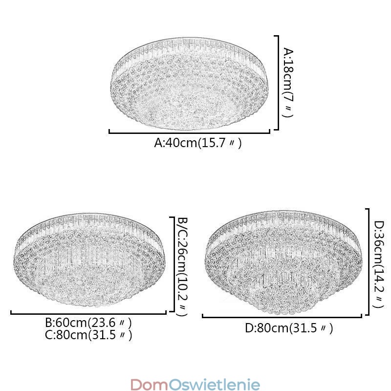 Oświetlenie sufitowe kryształowe, okrągłe, europejskie