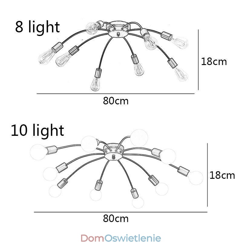 Lampa sufitowa Spider Lampa jadalniana Antique Classic Flush Mount 8 10 Arms