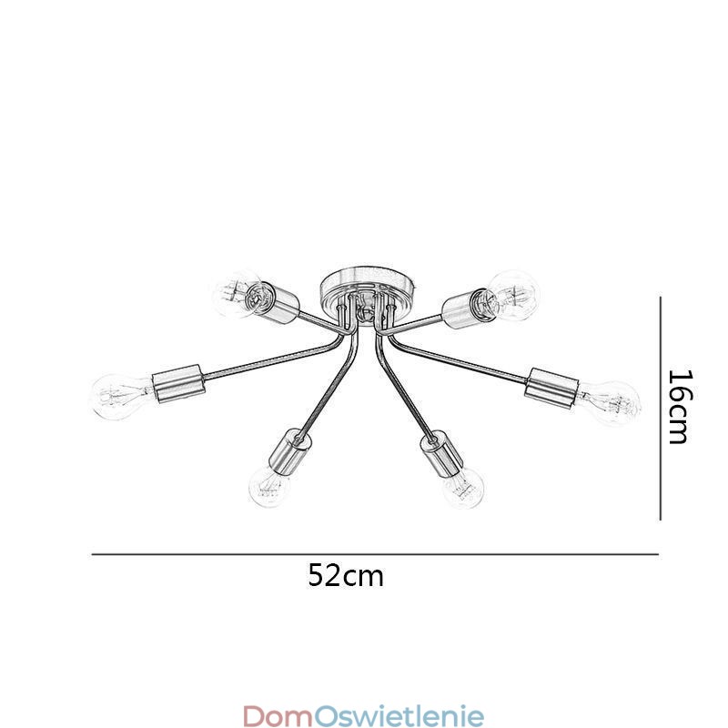 Żyrandol Sputnik 6 świateł, półpłaski, sufitowy, oprawa świetlna