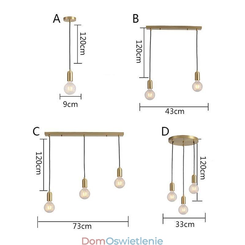 Nordic Brass 3 Wiszące Lampy Klasterowe Wyspa Kreatywna Minimalistyczna Oprawa Oświetleniowa