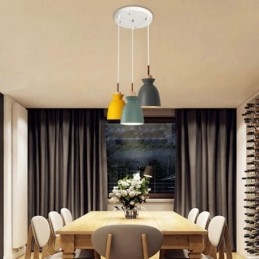 Nordic Simple Macaron Wisząca lampa Żelazo Arti Trzy światła
