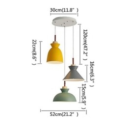 Wisząca lampa Macaron Nordic Simple Iron Arti z trzema światłami