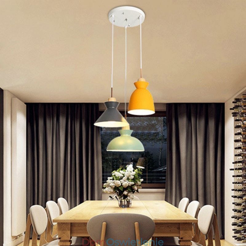 Wisząca lampa Macaron Nordic Simple Iron Arti z trzema światłami