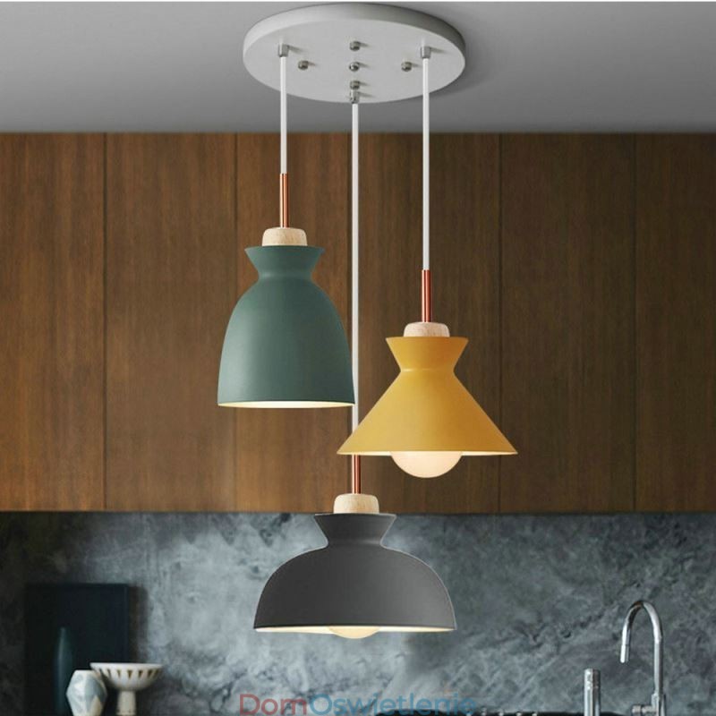 Wisząca lampa Macaron Nordic Simple Iron Arti z trzema światłami