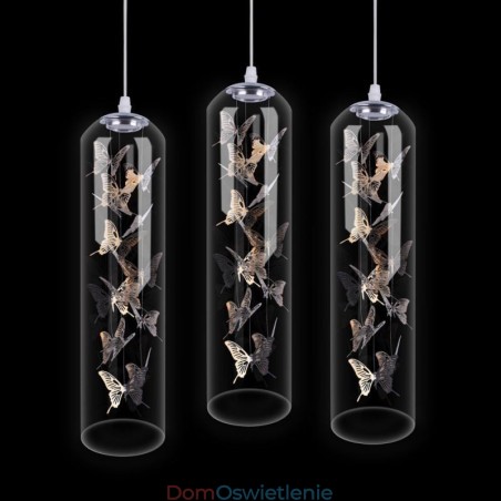 Szklana lampa wisząca Kreatywna nordycka lampa cylindryczna Motyl Szklana lampa wisząca Kreatywna nordycka lampa cylindryczna Motyl